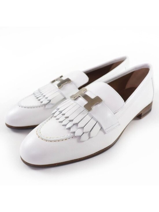 Hermes Moccasins Paris Royale Silver Buckle with Fringe Leather Belt main image 12